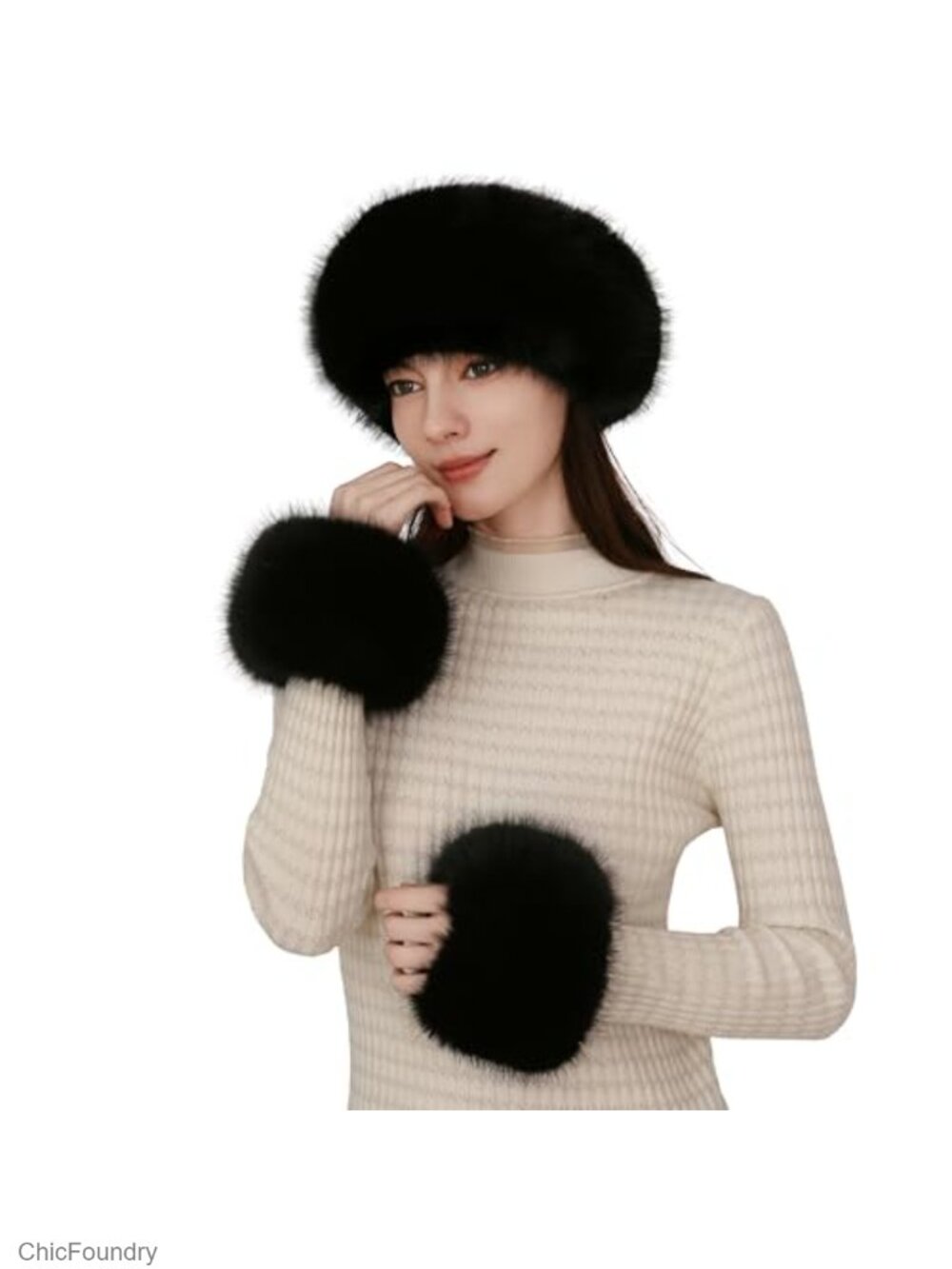 Faux Fur Scarf Set with Headband & Arm Warmers Winter Accessories